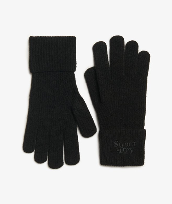 Superdry Zachte Ribgebreide Handschoenen Zwart
