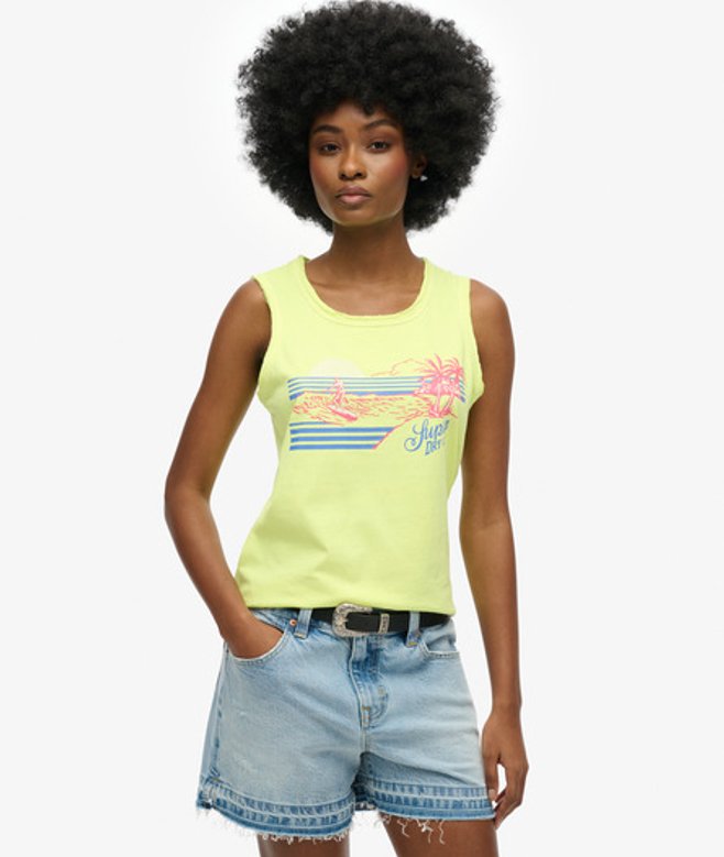Superdry Outdoor Gestreepte Tanktop met Laag Uitgesneden Ronde Hals Yellow