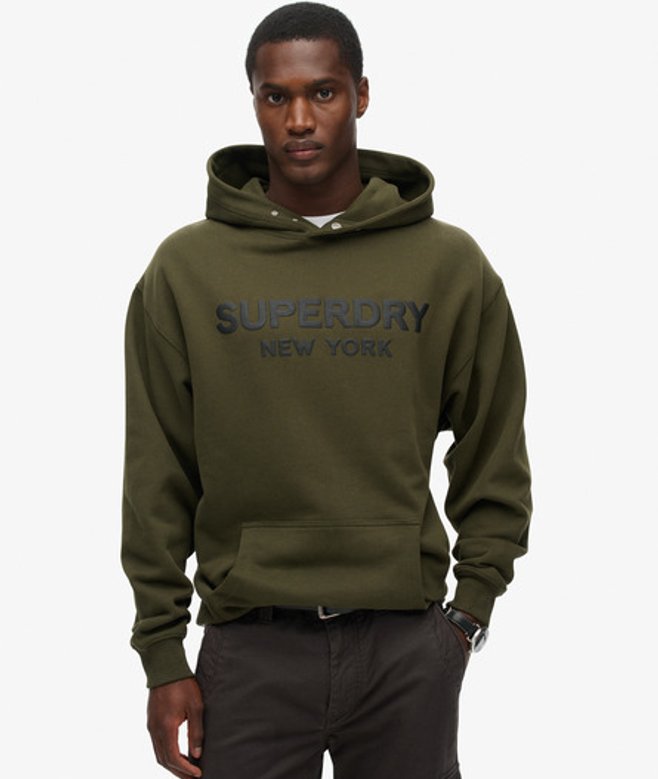 Superdry Luxe Sport Hoodie met Losse Pasvorm Khaki
