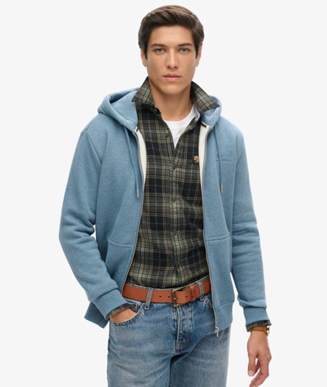 Superdry Essential Logo Hoodie met Rits Blauw