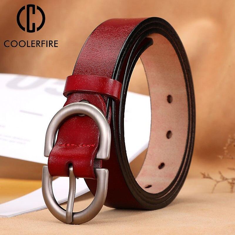 COOLERFIRE FASHION Riemen voor vrouwen Echt leer Koeienhuid Hoge kwaliteit Mode riem Jeans Damesriemen voor jurk Luxe merk Damesriem LB032-1 China&115CM zwart