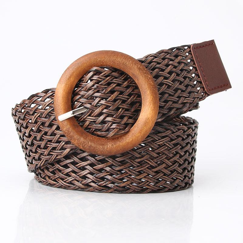 Mary6 Nieuwe dames nationale stijl geweven riem Mori Girl All-Match mode geweven lederen riem jurk decoratief koffie