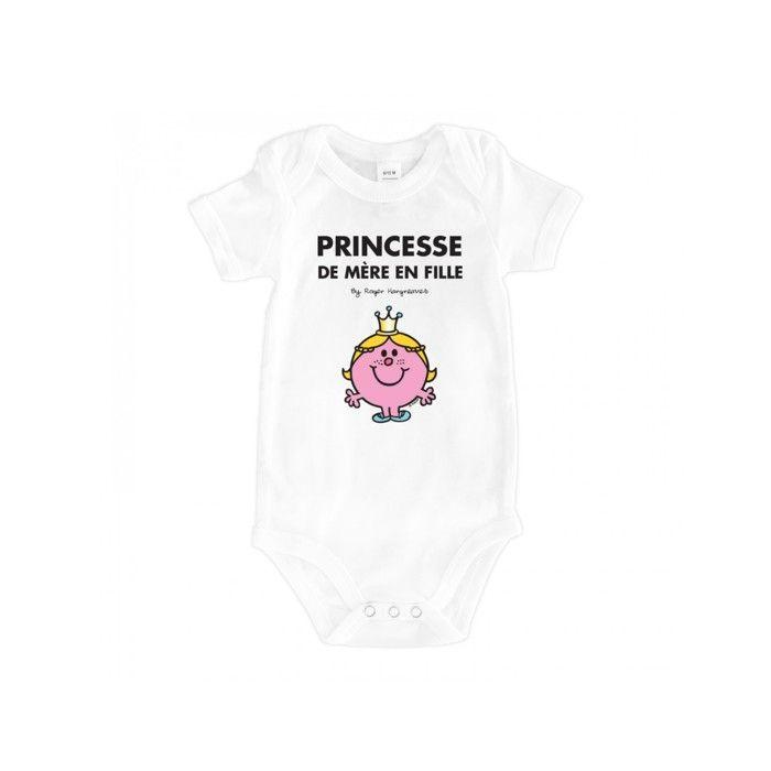 MANI TEXTILE Monsieur Madame - Bodys bébé  princesse de mère en fille  Blanc 6/12 M