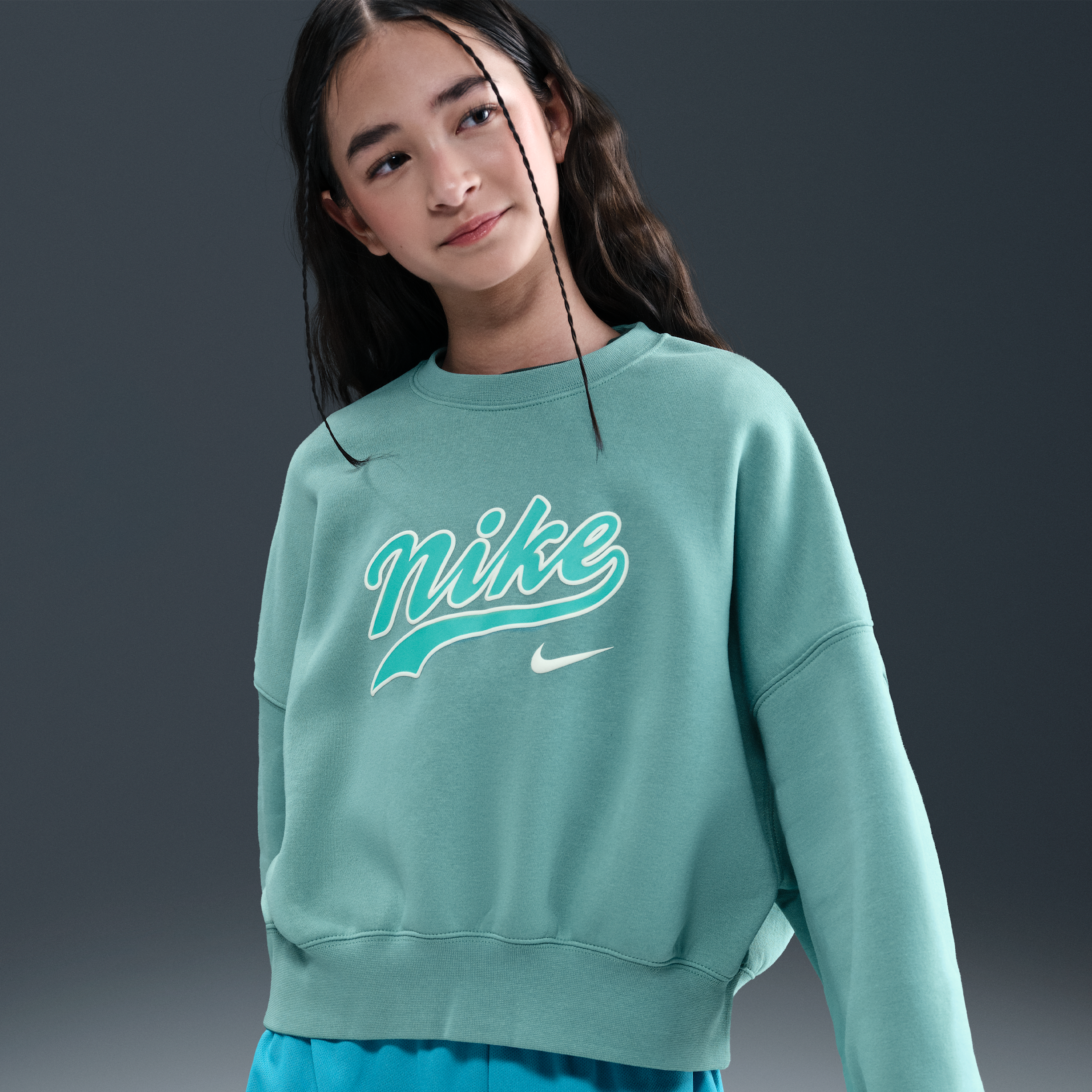 Nike Sportswear kort sweatshirt van fleece voor meisjes - Groen