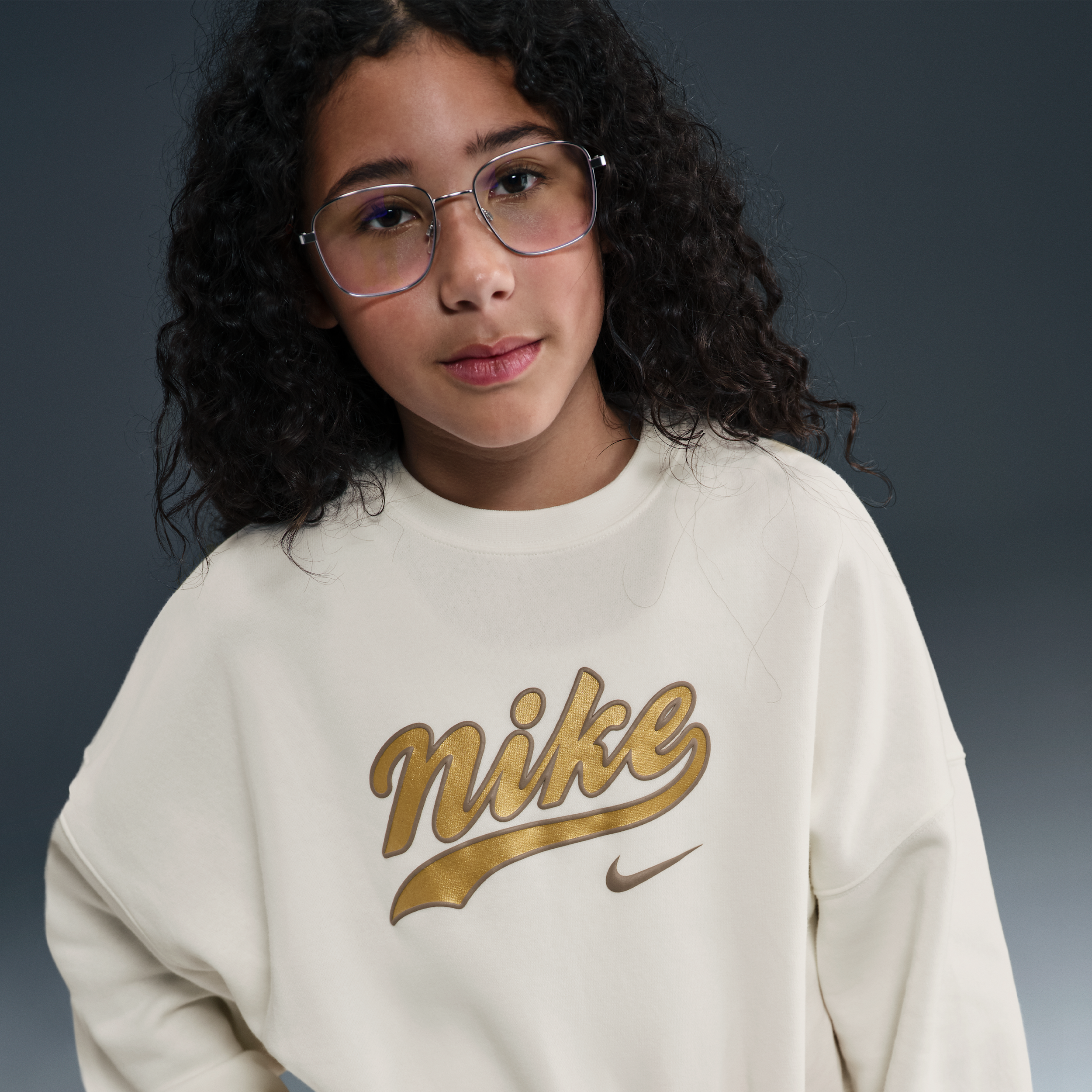 Nike Sportswear kort sweatshirt van fleece voor meisjes - Wit