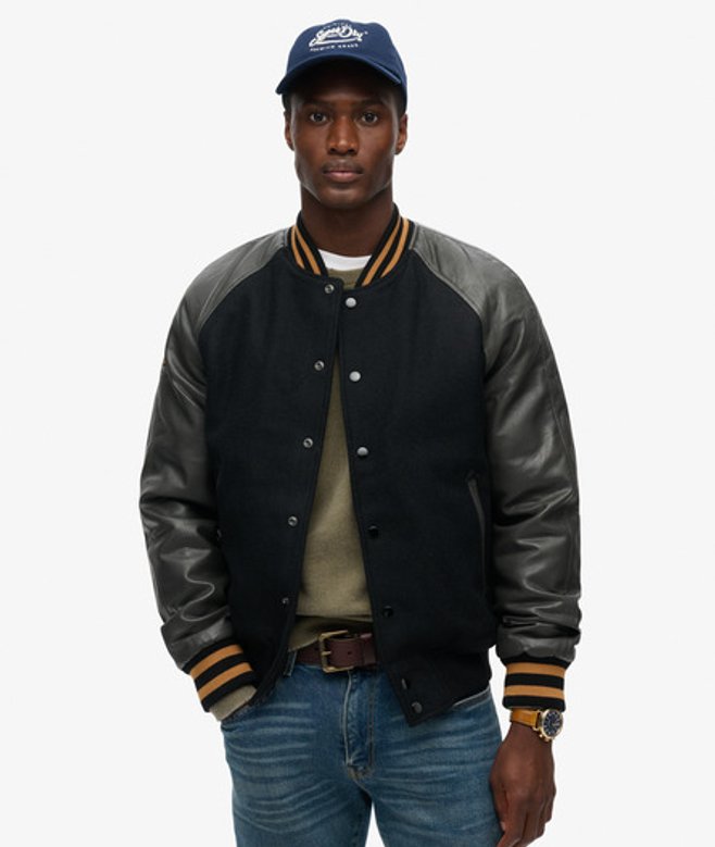 Superdry College Varsity Bomberjack Donkergrijs