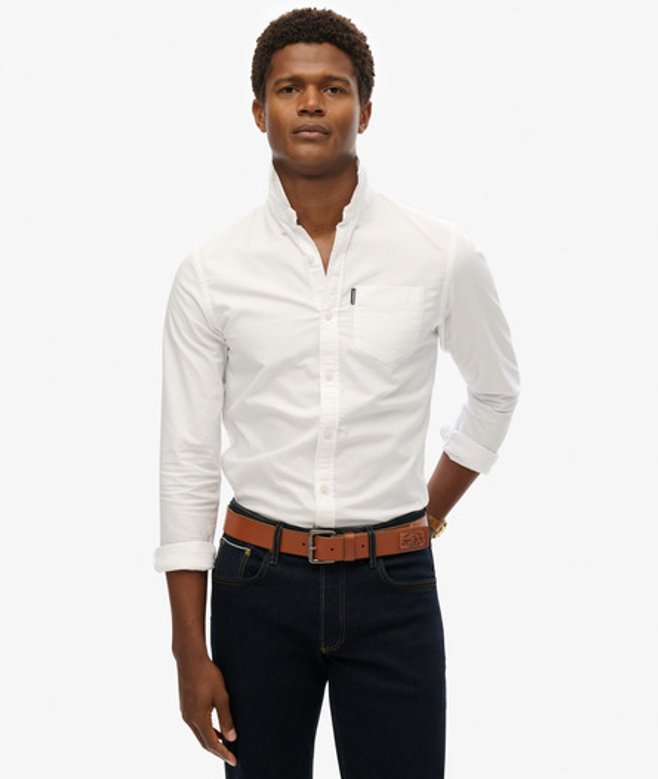 Superdry Essentials Oxford-overhemd met Lange Mouwen White