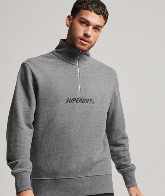 Superdry Code Core Sport Sweatshirt met Halflange Rits Donkergrijs