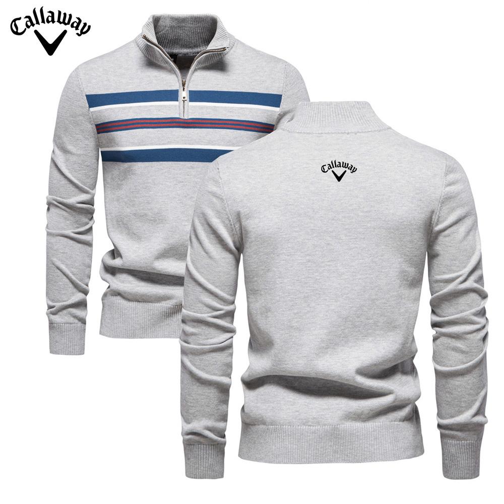 Callaway 2025 Herfst/Winter Geborduurde Nieuwe Grote Herentrui Halve Rits Gebreide Trui Casual Gestreept Herentop XXL