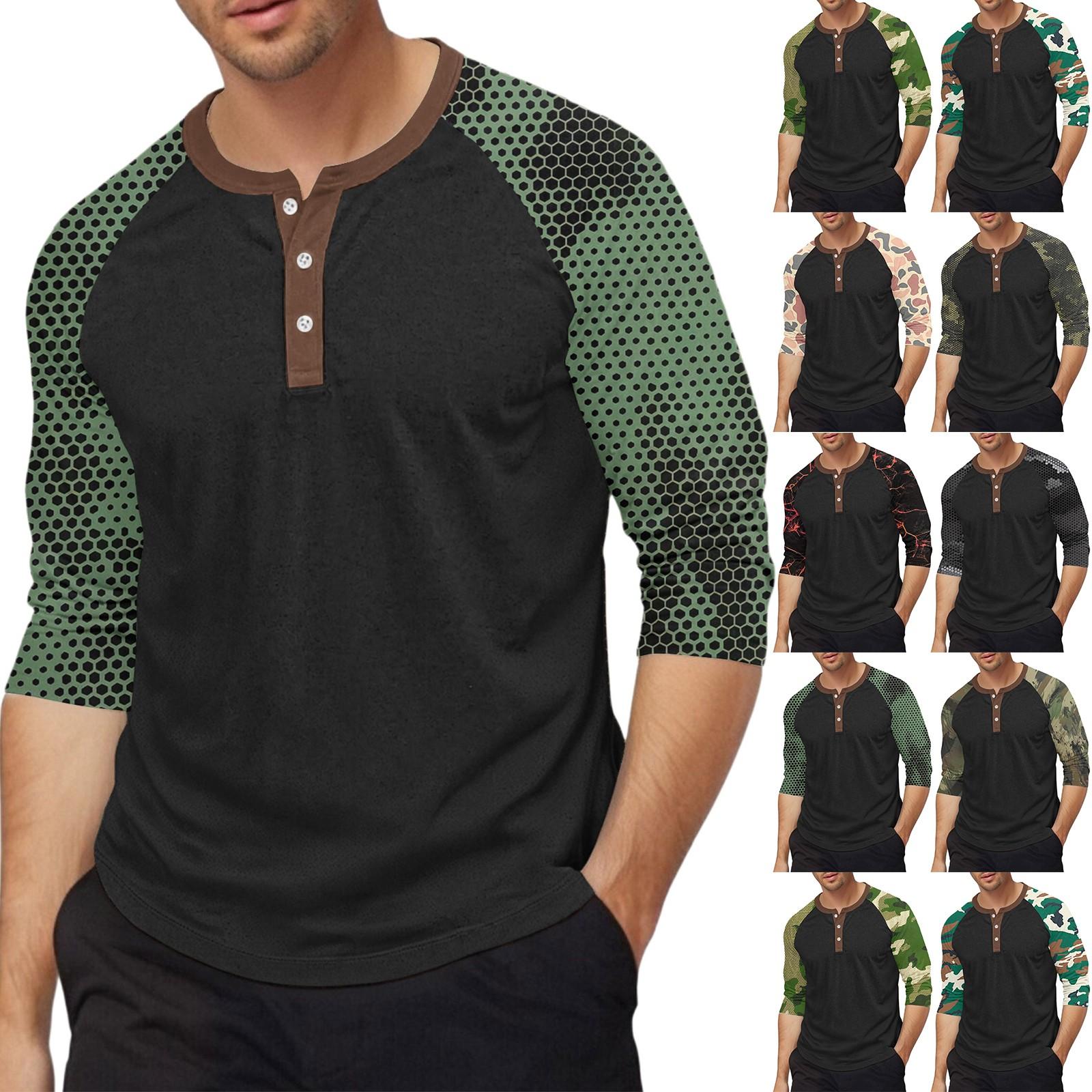 Master key Men's top with three-quarter sleeves and camouflage print XXL