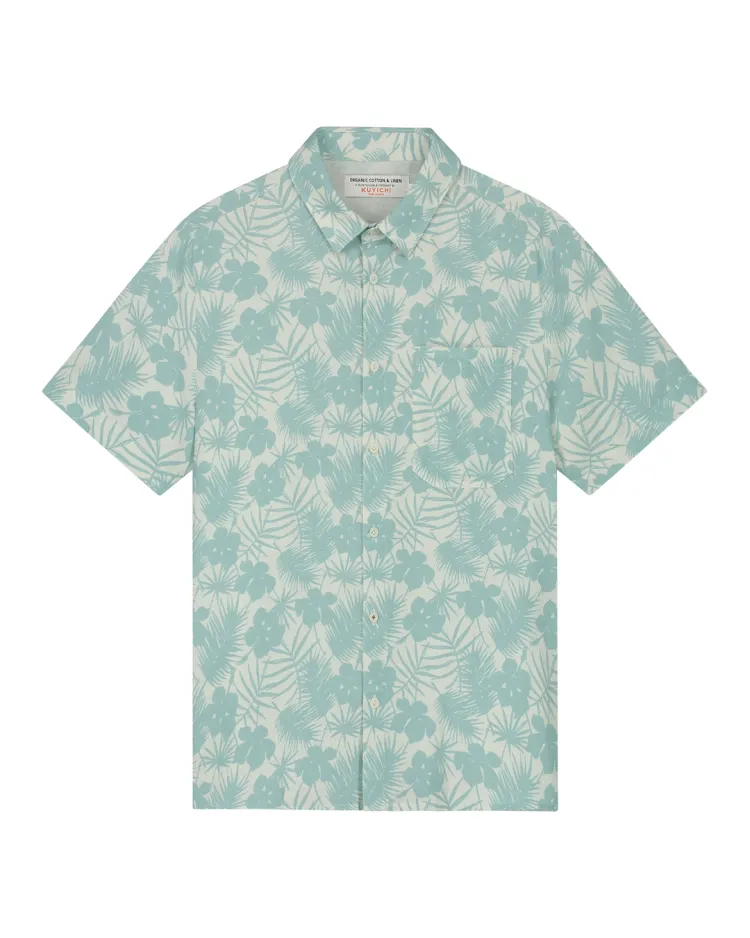 Kuyichi Herren vegan Hemd Bedrucktes Nolan Hellblau