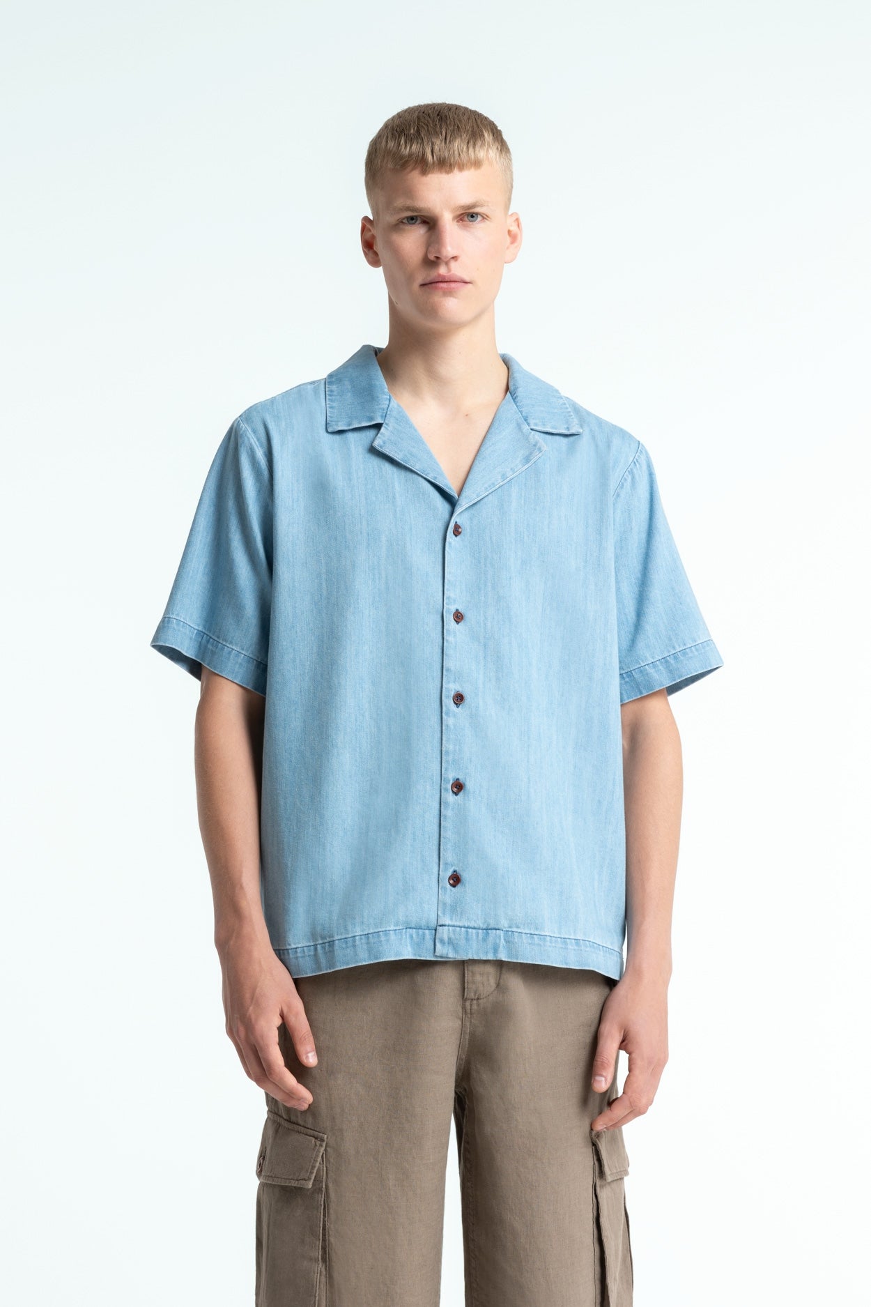 Kings Of Indigo Herren vegan Hemd Arkin Alabama Super Hellblau