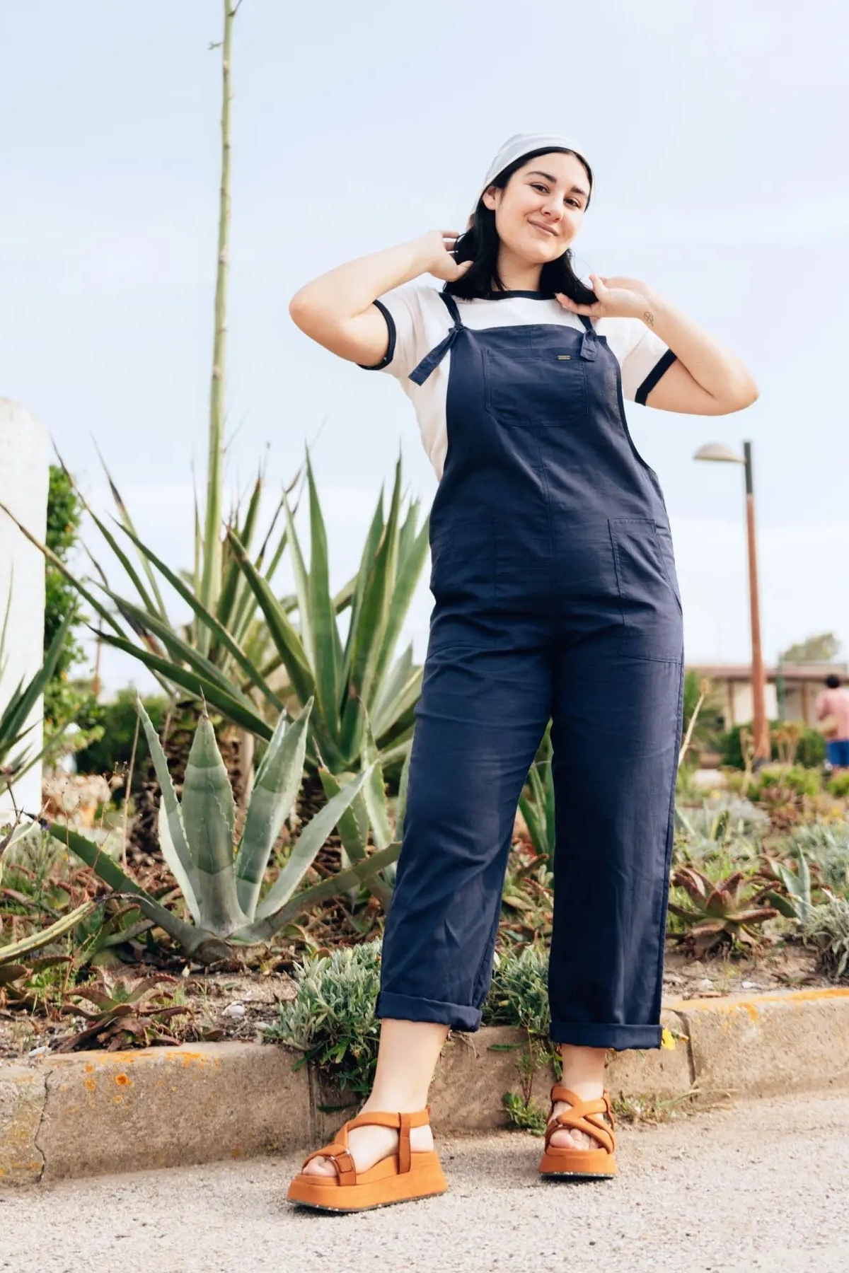 Clotsy Damen vegan Latzhose MahÃ³n Blau