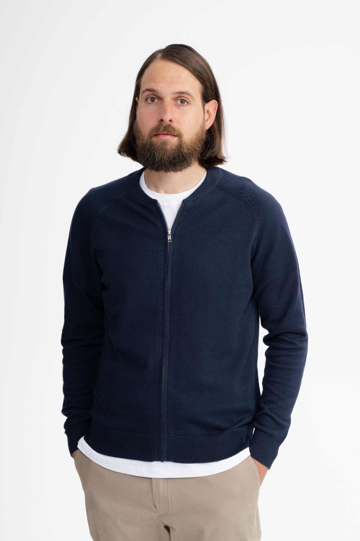 Herren vegan Strickjacke Shamial Navy