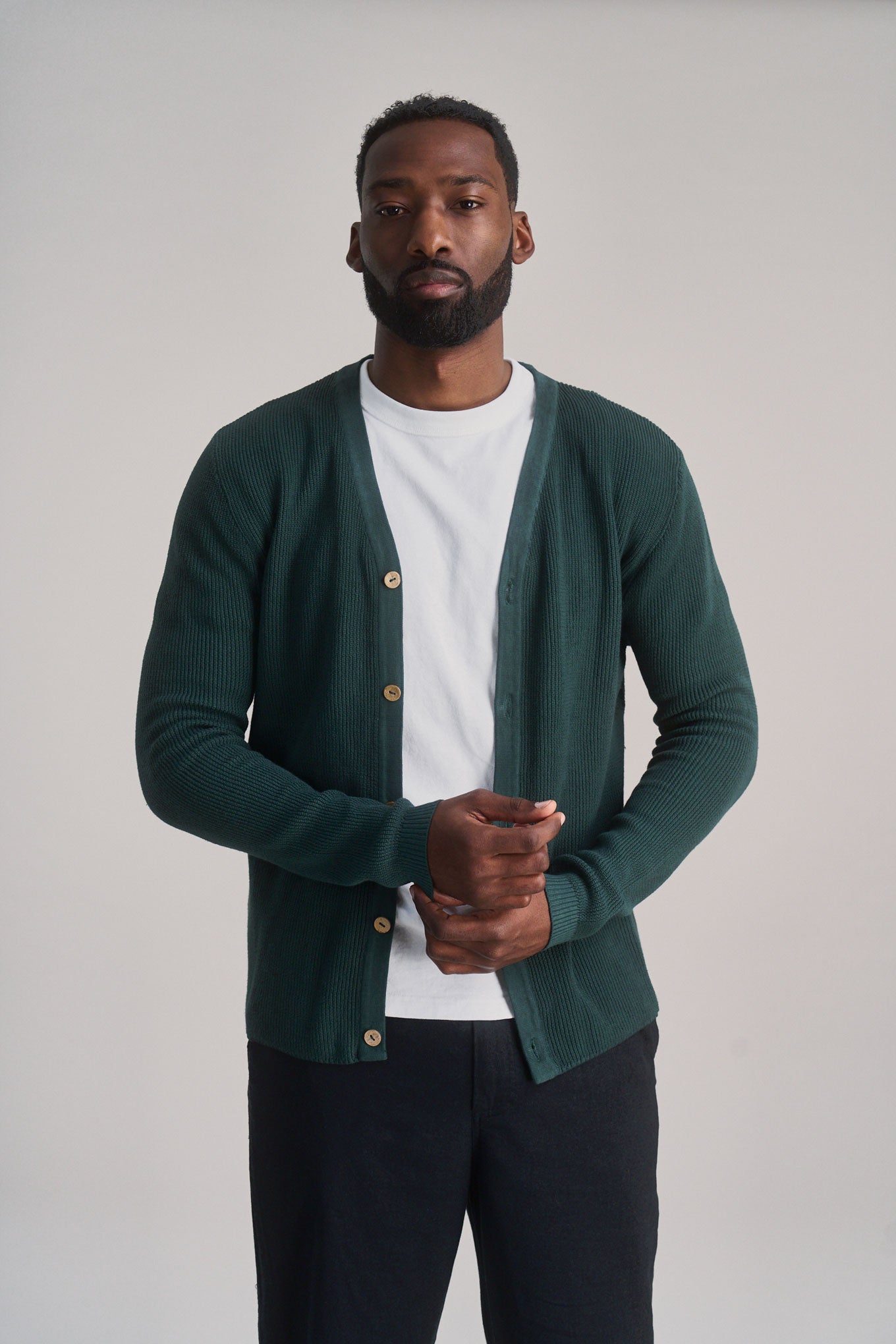 Herren vegan Strickjacke Lucas DunkelgrÃ¼n