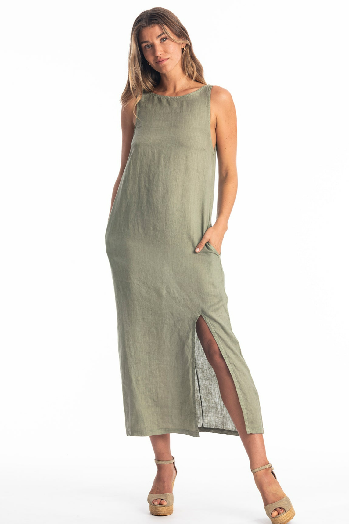 RAVENS VIEW IBIZA Damen vegan Kleid Nicola Khaki