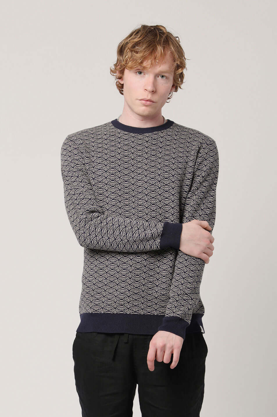 KOMODO Herren vegan Pullover Hakku Gots Biologisch Baumwolle Navy