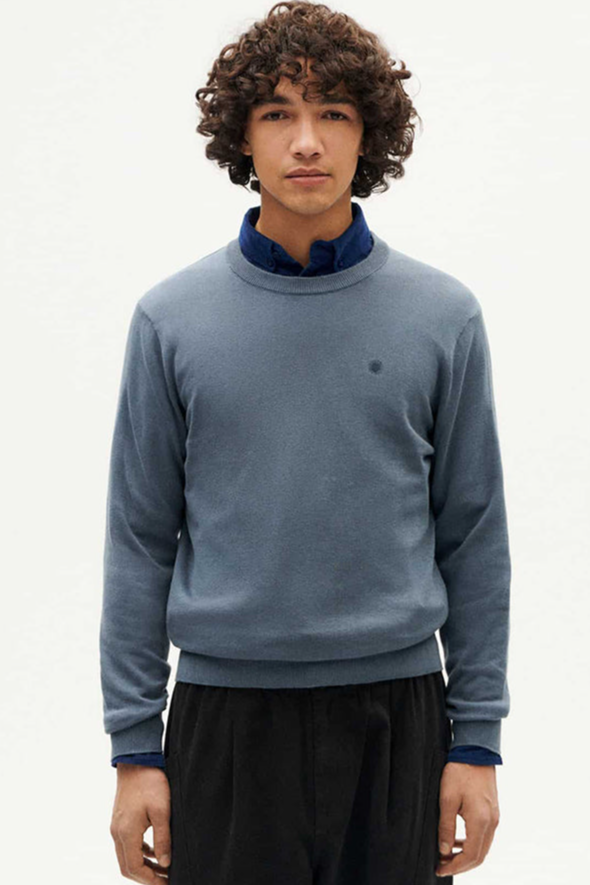 Thinking mu Herren vegan Pullover Orlando Knit Sea Grau