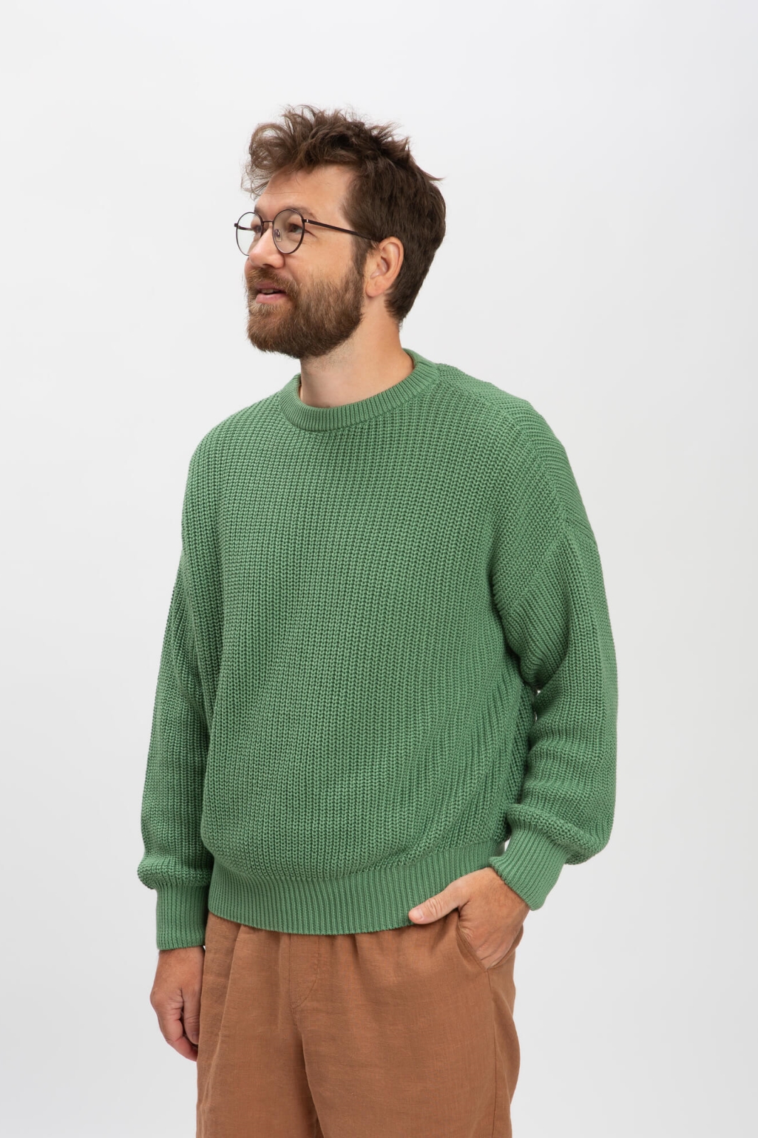 MATONA Herren vegan Strickpullover Bohne GrÃ¼n