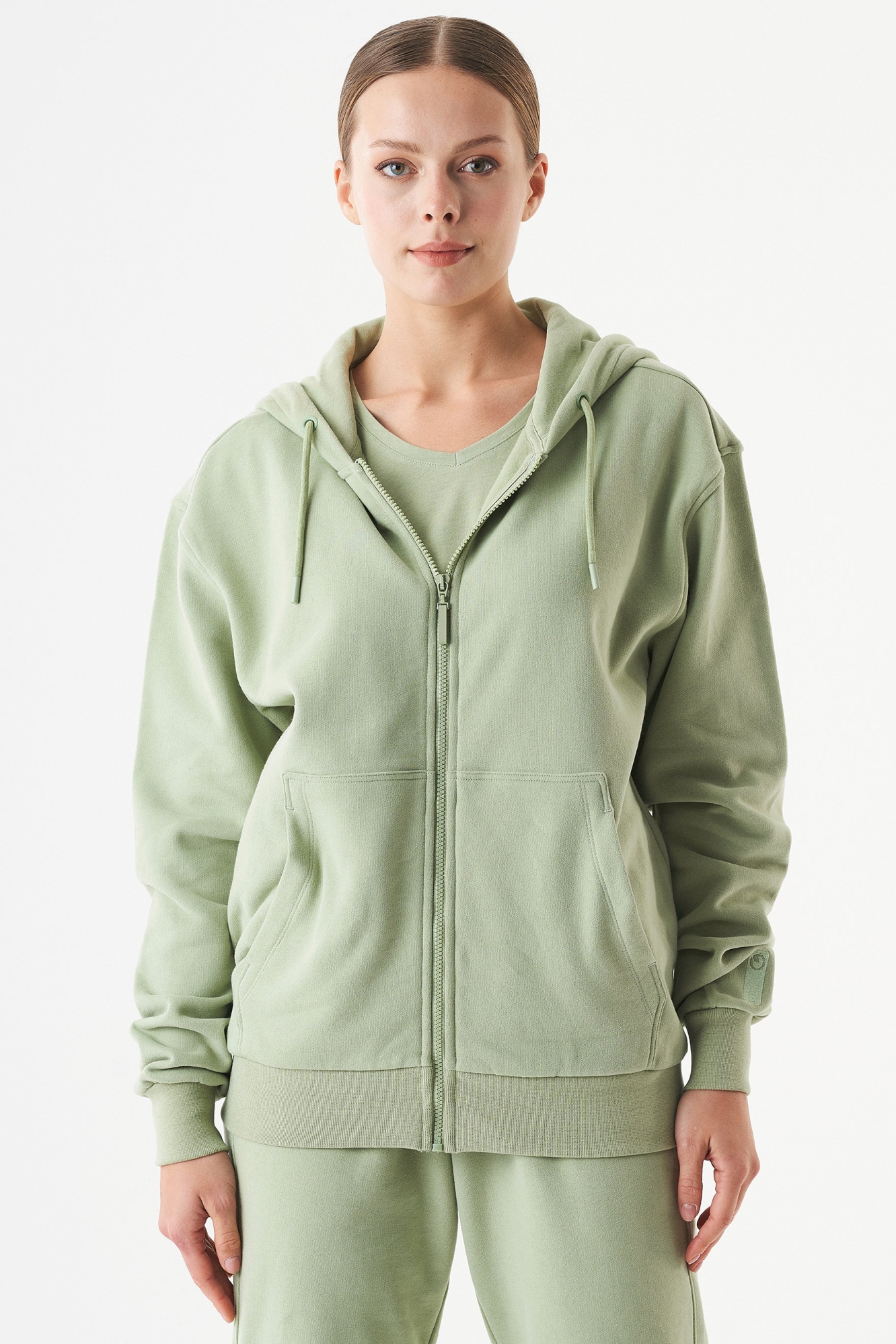 ORGANICATION Herren vegan Unisex Zip Up Hoodie Junda Salbei