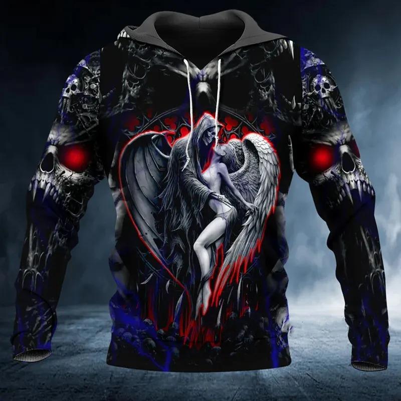 Xiao Xiang Lente Herfst Herenkleding Viking Hoodies Sweatshirt 3D Print Skull Angel Streetwear Vintage Man Pullover Jassen met lange mouwen XXL