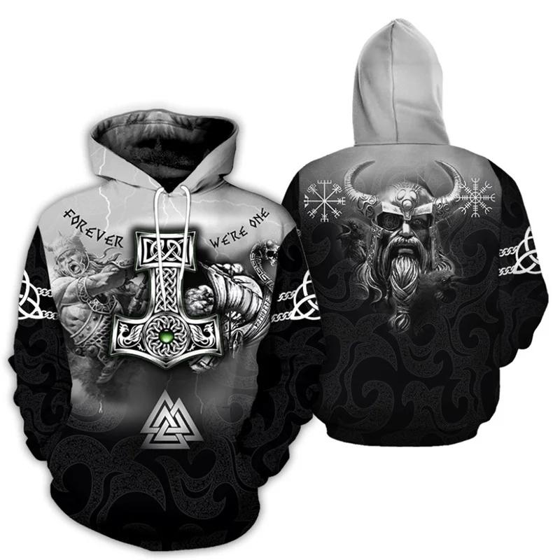 ETST 011 Vintage Sweatshirt Heren 3D Print Viking Mythologie Capuchon Lange Mouw Oversized Hip Hop Heren Hoodies Kinderen Sweatshirt Heren Jas 2XL