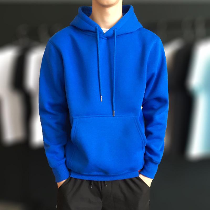 AI Supermarket Trendy sweatshirt met capuchon voor heren met fleecevoering - dikke pulloverjas voor herfst en winter, Koreaanse stijl L