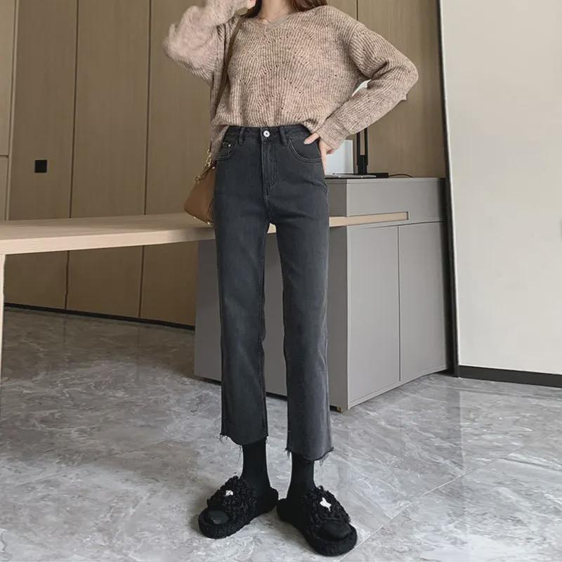 VantaGoods Dames High-Waist Slim Zwart & Grijs Cropped Cigarette Broek voor Herfst/Winter 26