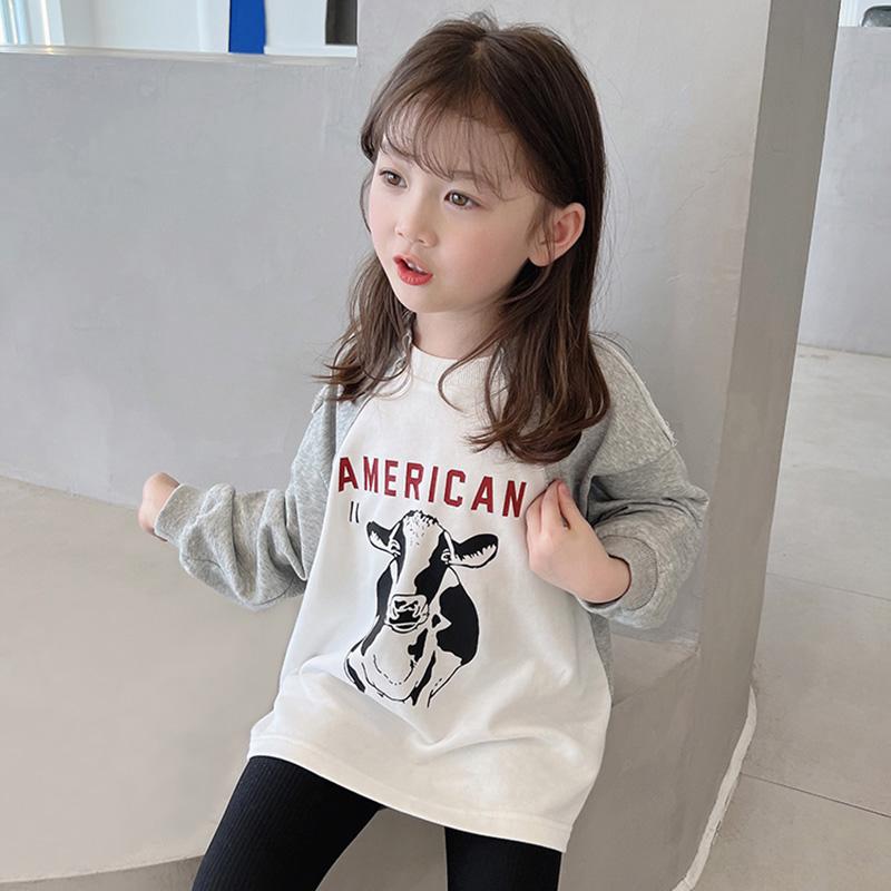 BOOSKU Meisjesblouse met ronde hals, cartoon en letter, kinderoutfits, sweatshirt met ronde hals en O-hals 9
