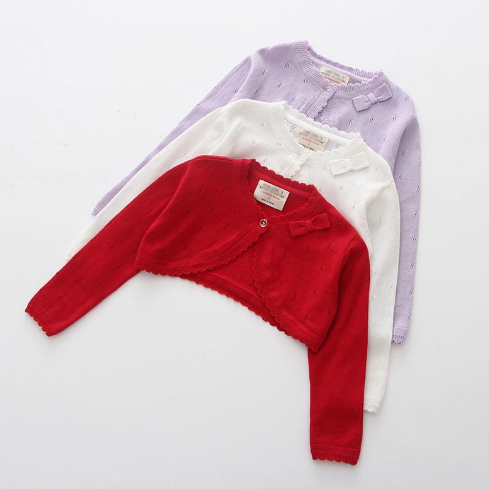 BOOSKU Gebreid vest voor peutermeisjes, effen kleur, strikontwerp, geribbeld vest, airconditioning, kleding 110