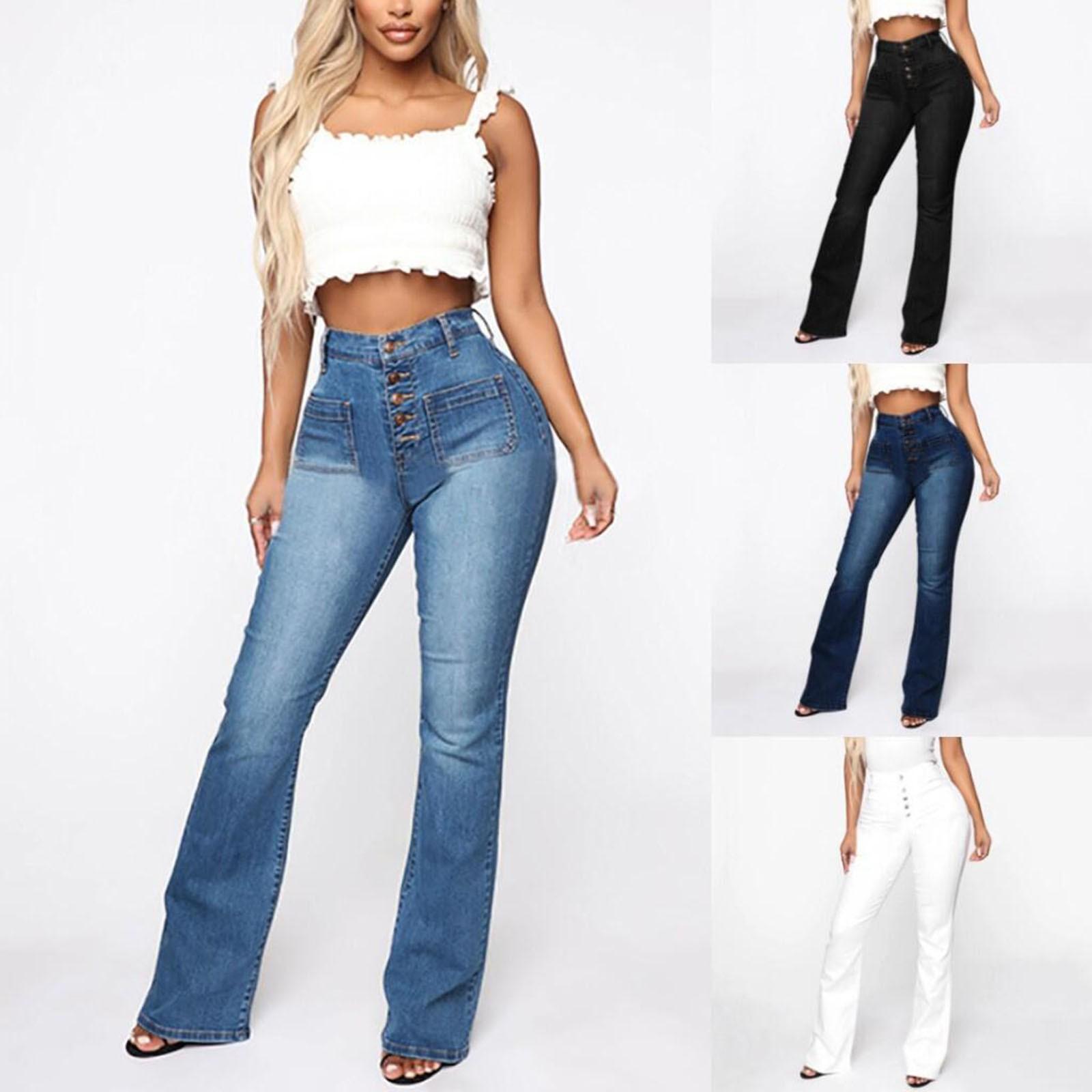 WANGPAI164138 Skinny jeans met stretch voor dames, maat medium, stretchjeans, hoge taille, slim jeans, plus size, rits XXXL blauw
