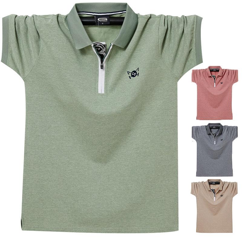 VVGUOWEI Zomer heren geborduurde poloshirts losse grote maten ademend absorberen zweet casual zakelijk poloshirt M kaki