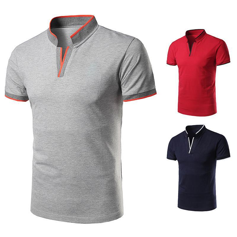 ForYourBeauty Heren poloshirt met korte mouwen en opstaande kraag Golfkleding Heren polo casual T-shirts S rood