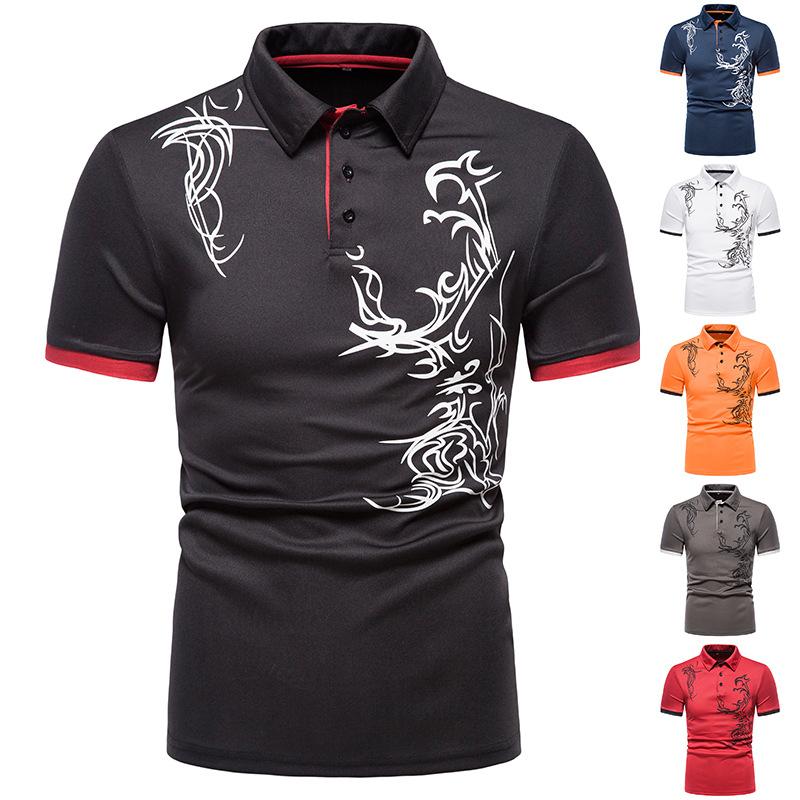HerSight Heren zomer T-shirt met revers en korte mouwen Heren jeugdmode casual bedrukte POLO-shirts voor heren 3XL wit