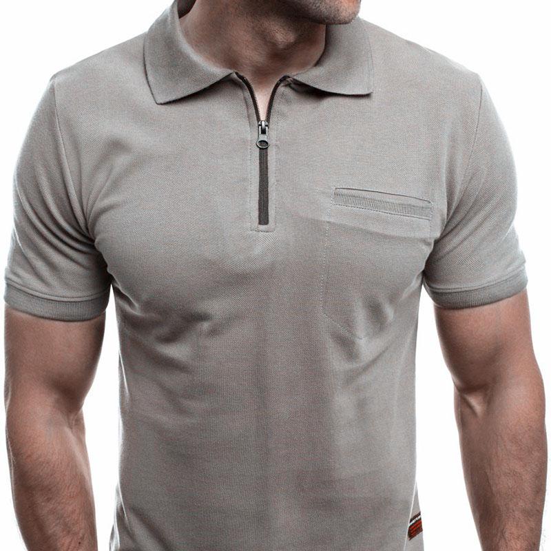 HI Sweet LOULOU Nieuw eenvoudig casual T-shirt voor heren met korte mouwen en revers in effen kleur XL wit