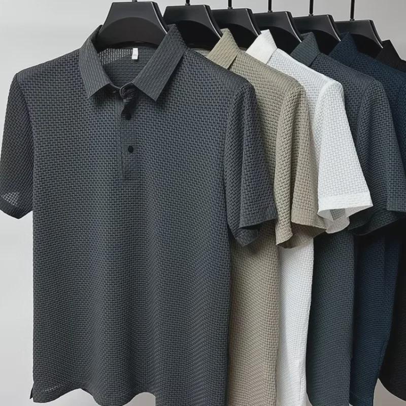 VantaGoods Heren Ice Silk Mesh Polo Shirt - Korte Mouw, Koel & Zacht Zomertopje XL grijze kleur
