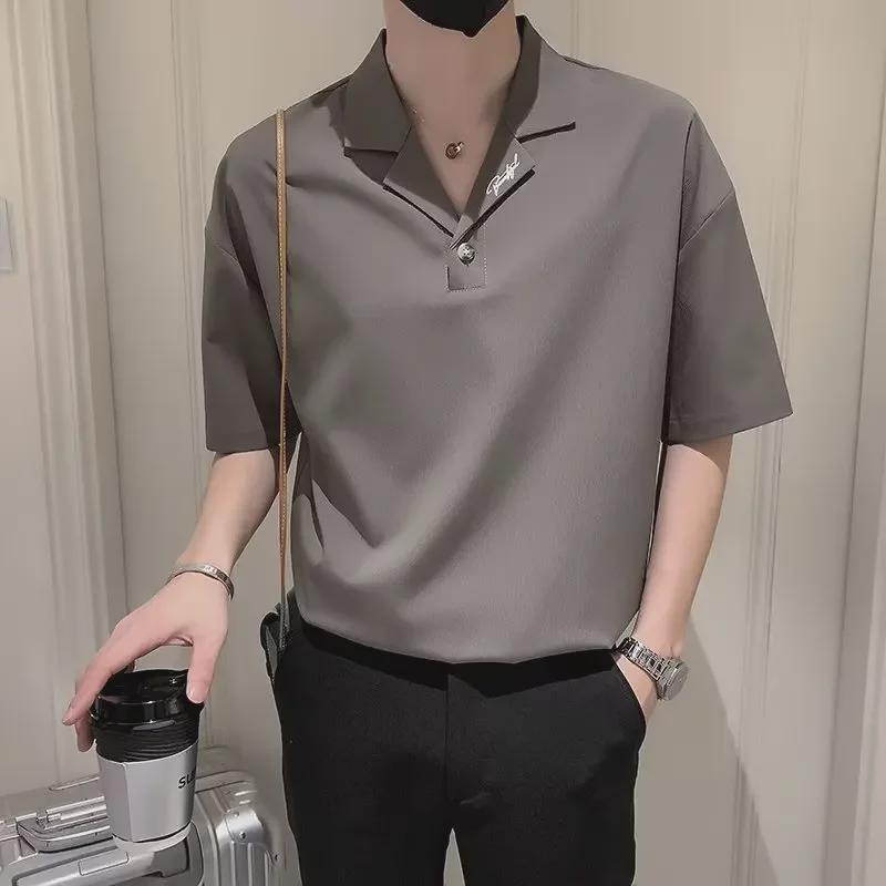 VantaGoods 2024 Heren Effen Kleur Vijfpunts Mouw Poloshirt: Trendy, jeugdig en perfect voor de zomer 5XL grijze kleur