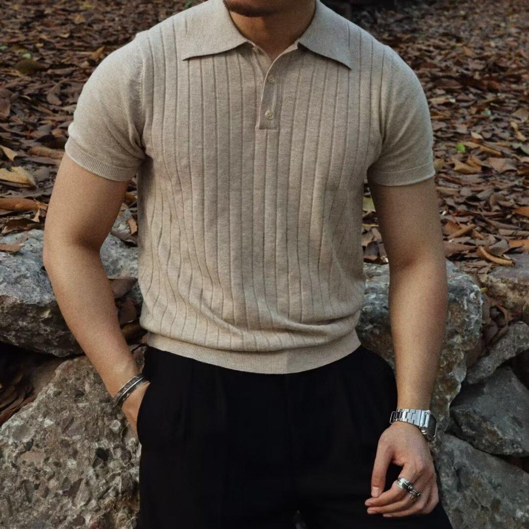 VantaGoods Trendy Slim Fit Koreaans poloshirt voor heren, korte mouwen, zomereditie 2025 Large groen