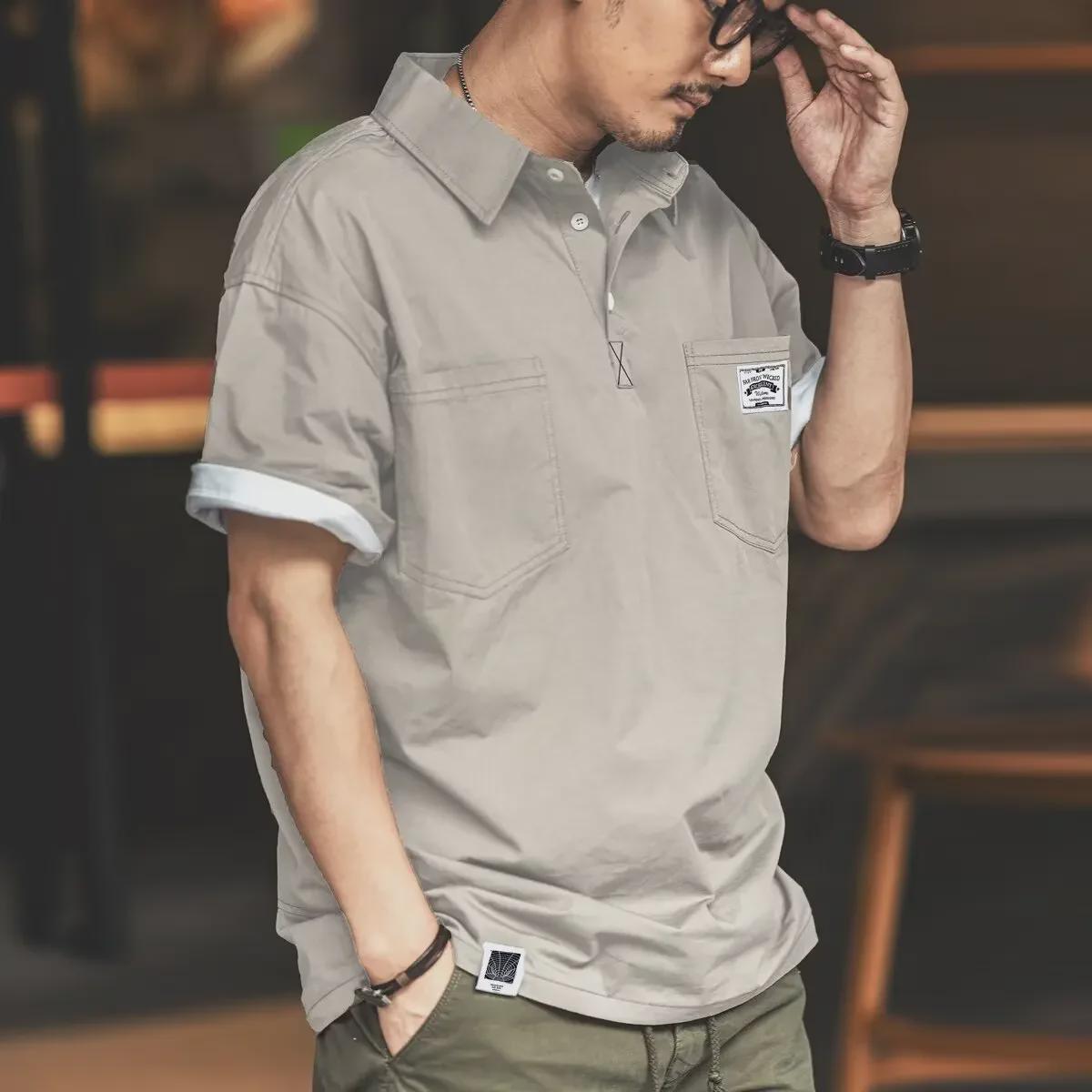 VantaGoods Trendy poloshirt met korte mouwen voor heren - Slim Koreaanse stijl zomer 2023 L abrikoos