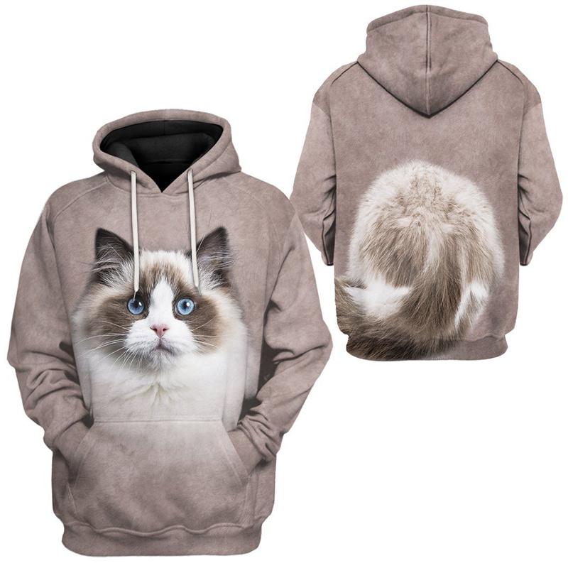 Chaokebang Britse Korthaar Kat 3D Print Hoodie Heren Lange Mouw Truien Lente Herfst Straat Oversized Schattige Katten Patroon Hoodies Tops 3XL
