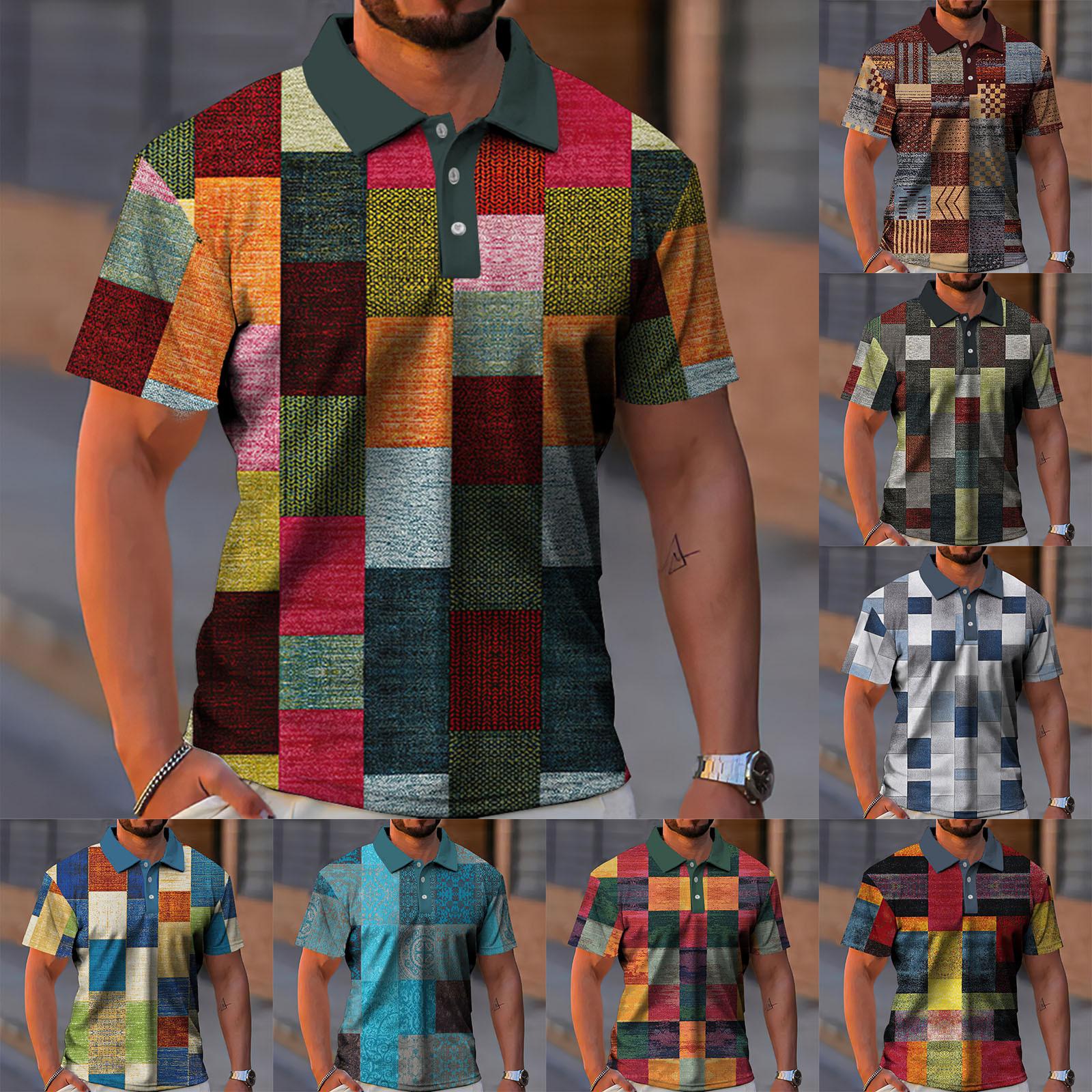 Spicy chicken Golfshirt voor heren Casual Sport V-hals Geribbelde kraag Korte mouw Mode Casual Effen Kleur Effen Lente en zomer Normale pasvorm M