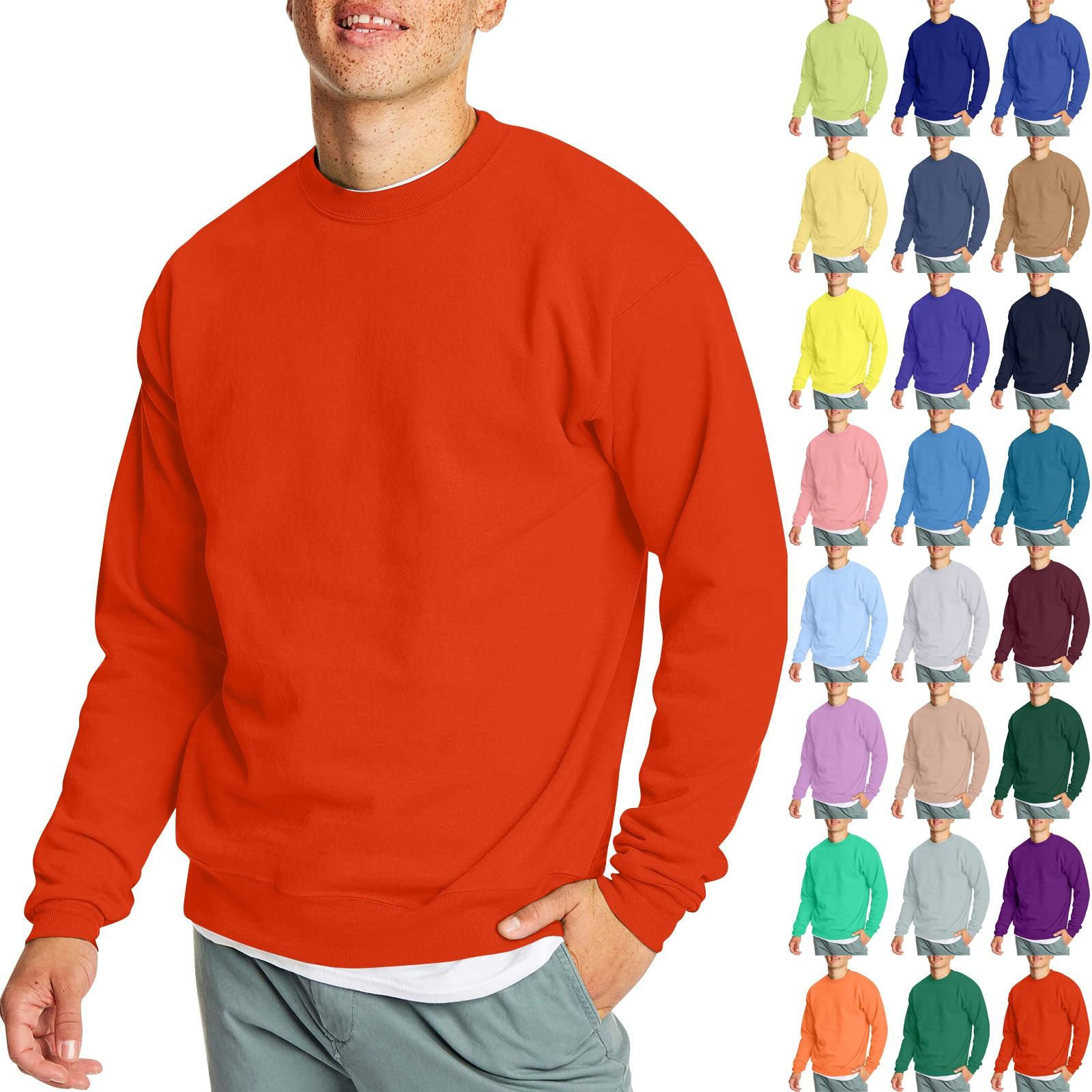 Niubiplus Heren Casual Mode Comfortabele Effen Kleur Ronde Hals Pullover Sweatshirt Sweatshirt XL saffraan