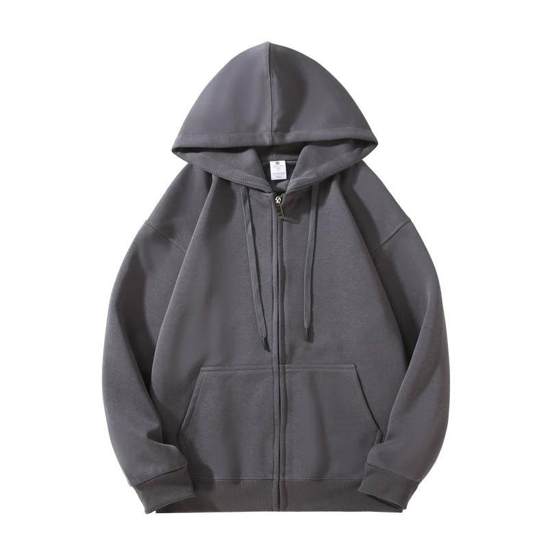 Tooyoo Harajuku Casual Gothic Sweatshirt Met Capuchon Y2K Streetwear High Street Hoodie Mannen Retro Zip Up Lange Mouw Losse Jas Jassen XXXL grijs