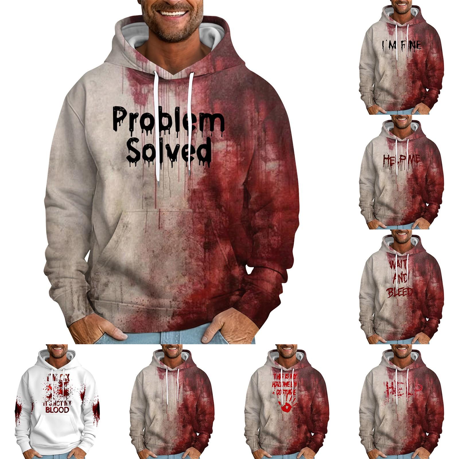 Winnerer Uranus Los bedrukt sweatshirt met capuchon voor heren Casual mode-sportsweatshirt voor heren XL watermeloen rode kleur