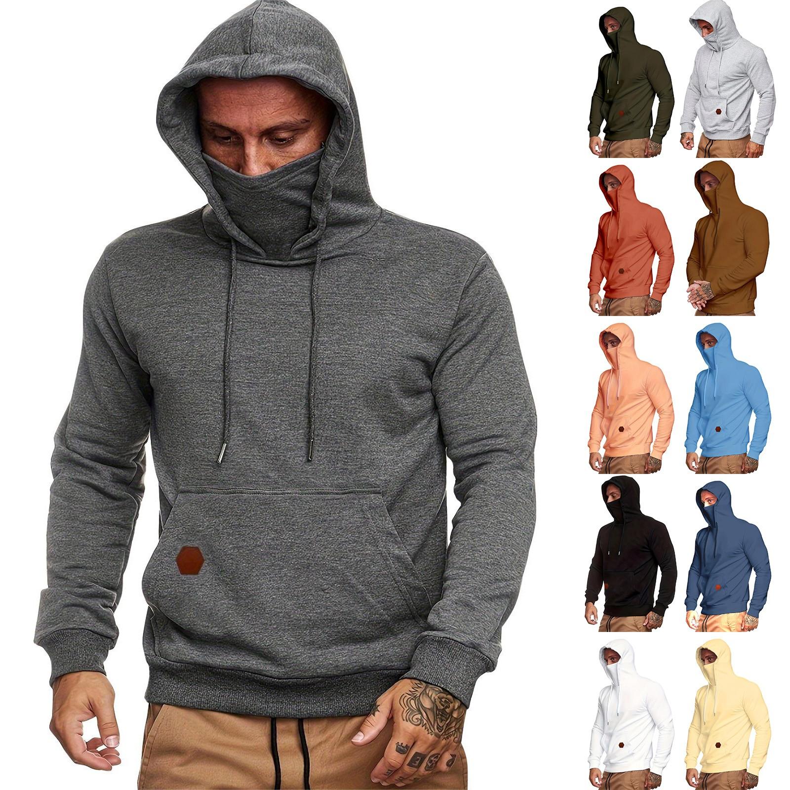 Wahaha123 Heren effen kleur sweatshirt hoodie Heren sport grote maat casual hoodie sweatshirt XXXL wit