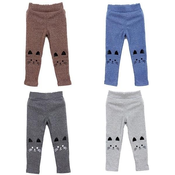 BOOSKU Herfst Warme Babylegging voor Meisje Mode Peuter Baby Meisjes Kids Skinny Broek Leuke Kat Print Stretc 6 blauw
