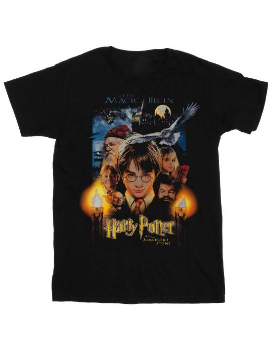 Harry Potter Girls The Sorcerer's Stone Poster katoenen T-shirt 9-11 Years zwart