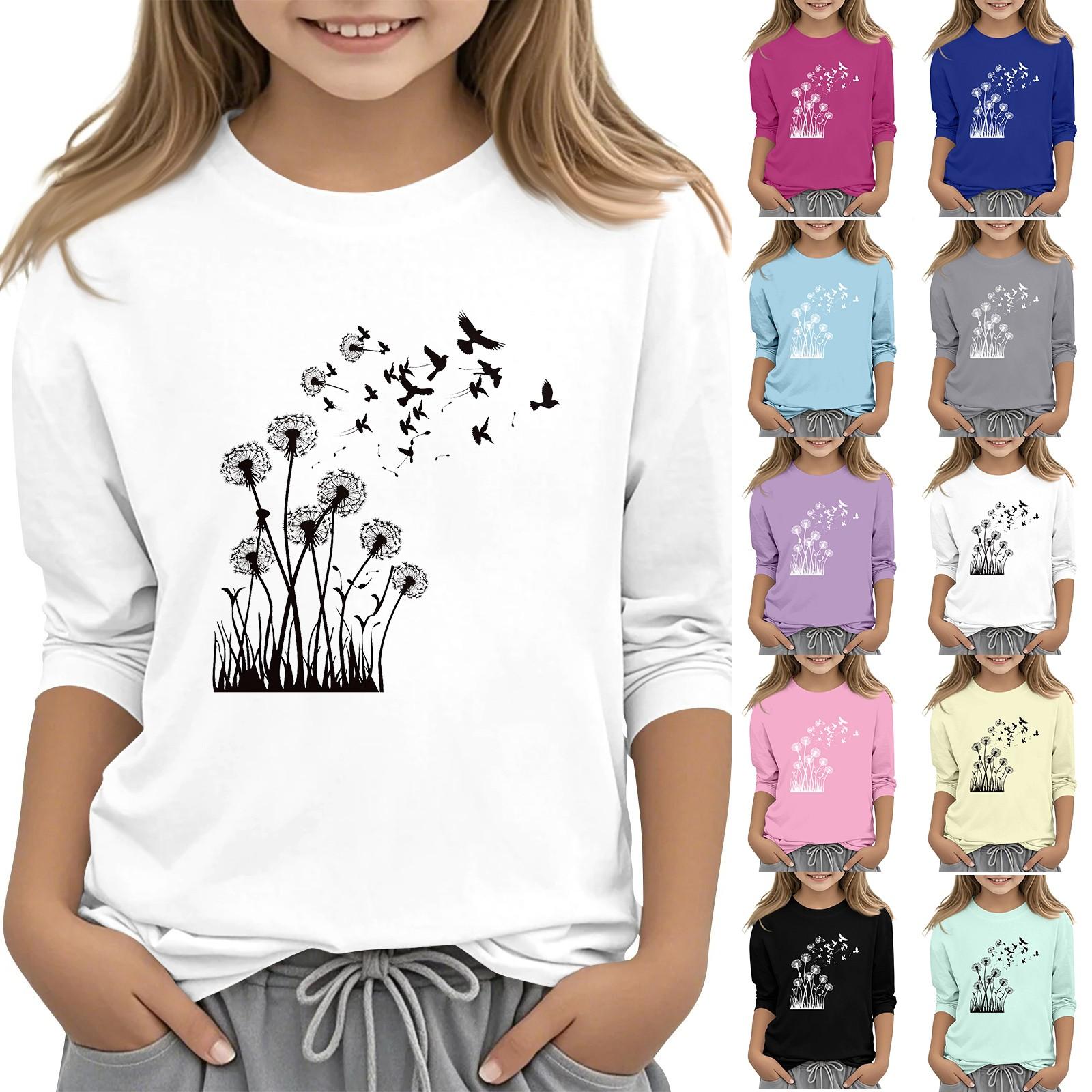 Wahaha123 Children's 7-point sleeved round neck top print fashion casual T-shirt 150