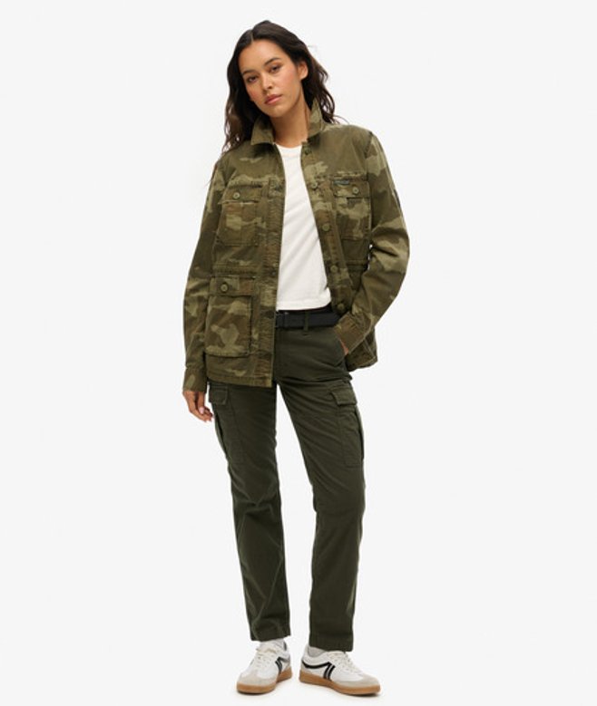 Superdry Slimfit Cargobroek met Middelhoge Taille Groen