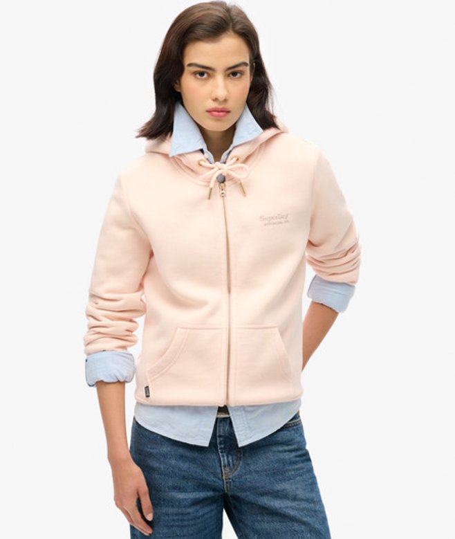 Superdry Essential Logo Hoodie met Rits Roze